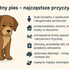 Smutny pies ma smutną minę. Dlaczego pies płacze? Powodów jest wiele: samotność, przeprowadzka, brak ruchu, choroby, a nawet depresja.