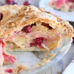 Kawałek pysznego jabłeczno-żurawinowego ciasta. Zastanawiasz się, czy pies może jeść żurawinę? To ciasto na pewno nie dla niego!