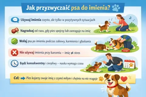 Jak wybrać imię dla psa na D? Poradnik: używaj imienia w pozytywnych sytuacjach, nagradzaj reakcję, wołaj podczas zabawy. Nie karć psem. Bądź cierpliwy.