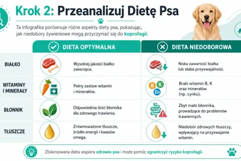Niedobory żywieniowe, np. brak błonnika, mogą prowadzić do problemów trawiennych i koprofagii u psa. Zbilansowana dieta to klucz do zdrowia.
