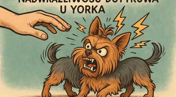 Agresywny york? Niekoniecznie! Ten obrazek pokazuje, że nadwrażliwość dotykowa u yorków może prowadzić do reakcji obronnych, a nie wrodzonej agresji.