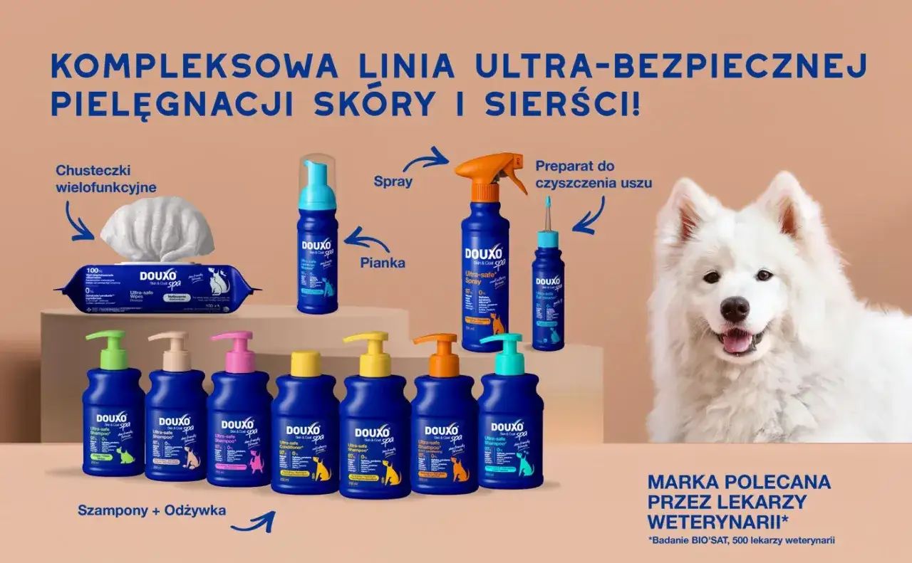 Szukasz idealnego szamponu dla psa? Linia Douxo Skin & Coat SPA oferuje ultra-bezpieczne produkty do pielęgnacji sierści i skóry, polecane przez weterynarzy.