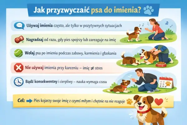 Jak wybrać imię dla psa na D? Poradnik: używaj imienia w pozytywnych sytuacjach, nagradzaj reakcję, wołaj podczas zabawy. Nie karć psem. Bądź cierpliwy.